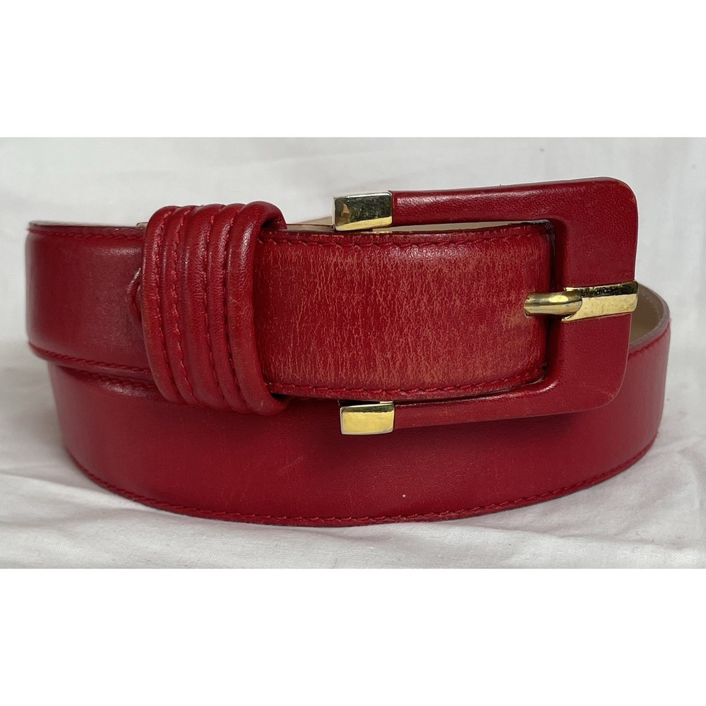 Vtg Humberto Fiacco Womens Belt Sz S/32 Red Genuine Leather Classic